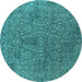 Round Oriental Turquoise Industrial Rug, urb2706turq