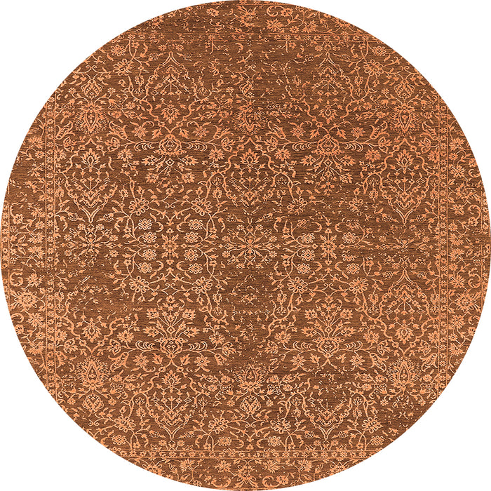 Round Machine Washable Oriental Orange Industrial Area Rugs, wshurb2706org