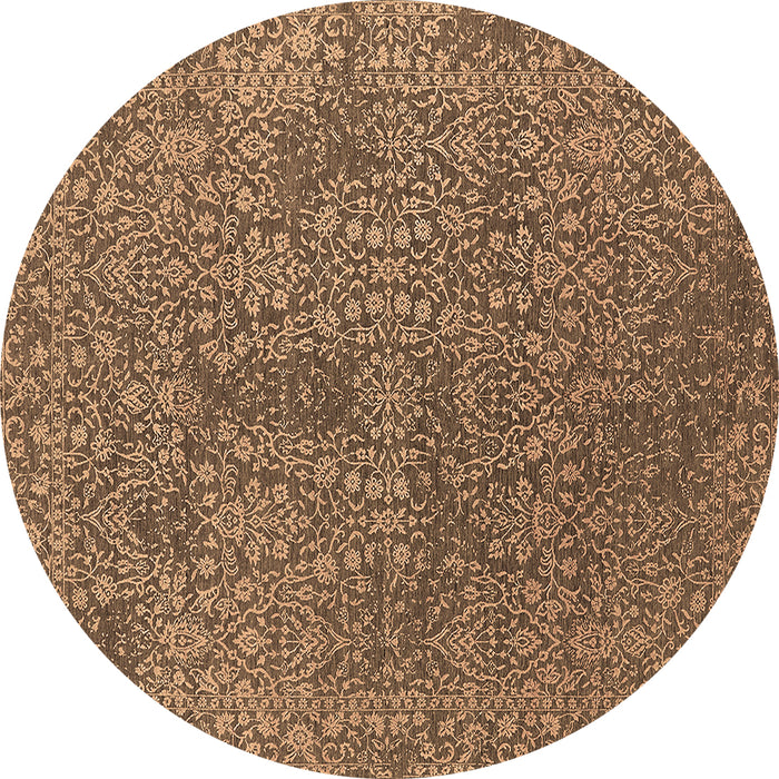 Round Machine Washable Oriental Brown Industrial Rug, wshurb2706brn