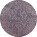 Round Machine Washable Industrial Modern Pastel Violet Purple Rug, wshurb2706