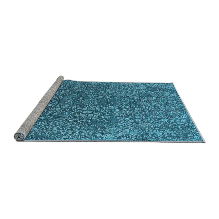 Sideview of Machine Washable Oriental Light Blue Industrial Rug, wshurb2706lblu