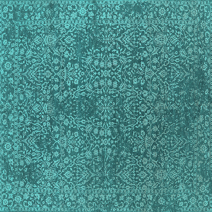 Square Machine Washable Oriental Turquoise Industrial Area Rugs, wshurb2706turq