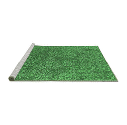 Sideview of Machine Washable Oriental Emerald Green Industrial Area Rugs, wshurb2706emgrn