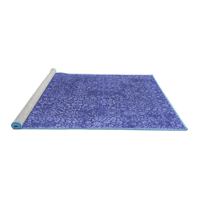 Sideview of Machine Washable Oriental Blue Industrial Rug, wshurb2706blu
