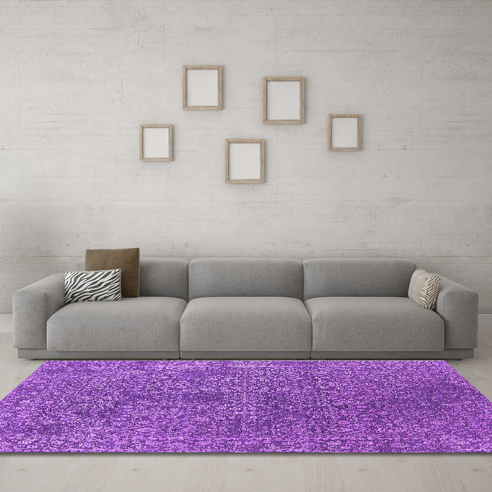 Machine Washable Oriental Purple Industrial Area Rugs in a Living Room, wshurb2706pur