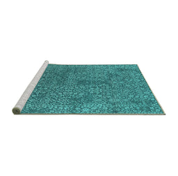 Sideview of Machine Washable Oriental Turquoise Industrial Area Rugs, wshurb2706turq