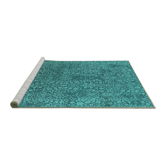 Sideview of Machine Washable Oriental Turquoise Industrial Area Rugs, wshurb2706turq