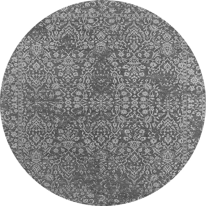 Round Machine Washable Oriental Gray Industrial Rug, wshurb2706gry