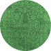 Round Oriental Emerald Green Industrial Rug, urb2706emgrn