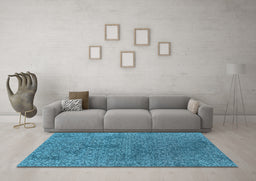 Machine Washable Oriental Light Blue Industrial Rug in a Living Room, wshurb2706lblu