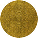 Round Oriental Yellow Industrial Rug, urb2706yw