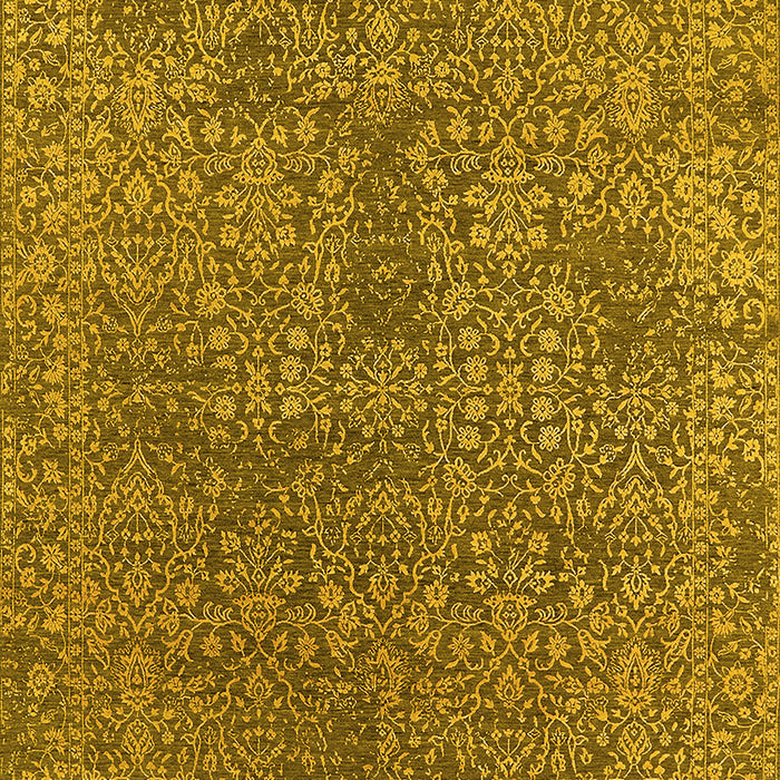 Machine Washable Oriental Yellow Industrial Rug, wshurb2706yw