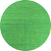 Round Machine Washable Oriental Green Industrial Area Rugs, wshurb2707grn