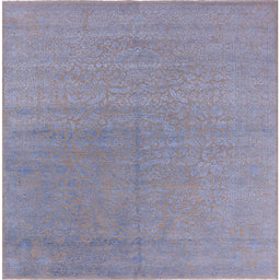 Square Mid-Century Modern Silver Gray Oriental Rug, urb2707