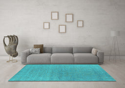 Machine Washable Oriental Turquoise Industrial Area Rugs in a Living Room,, wshurb2707turq