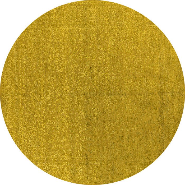 Round Oriental Yellow Industrial Rug, urb2707yw