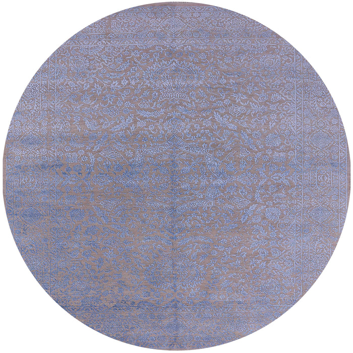 Round Machine Washable Industrial Modern Silver Gray Rug, wshurb2707