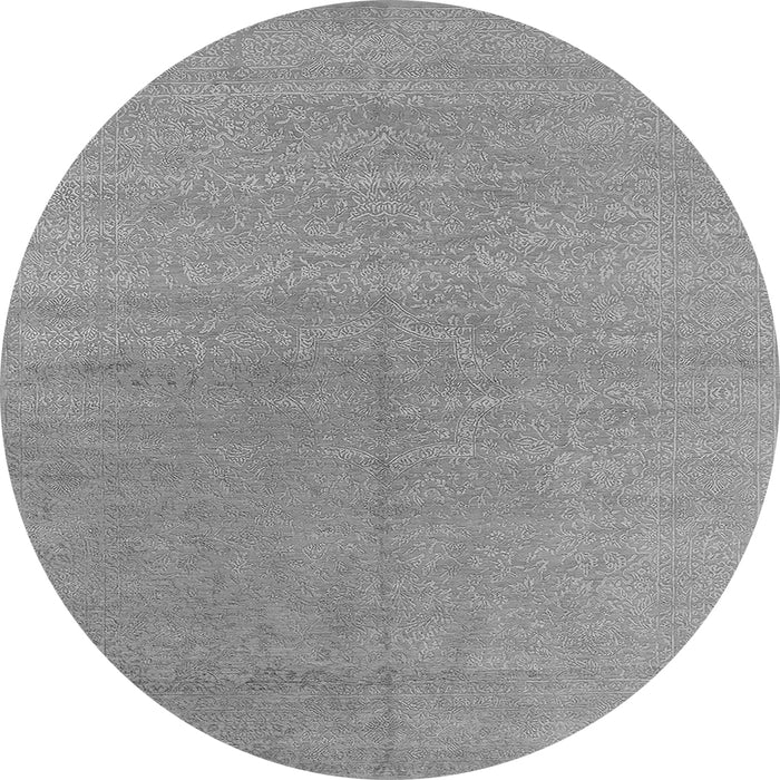 Round Machine Washable Oriental Gray Industrial Rug, wshurb2707gry