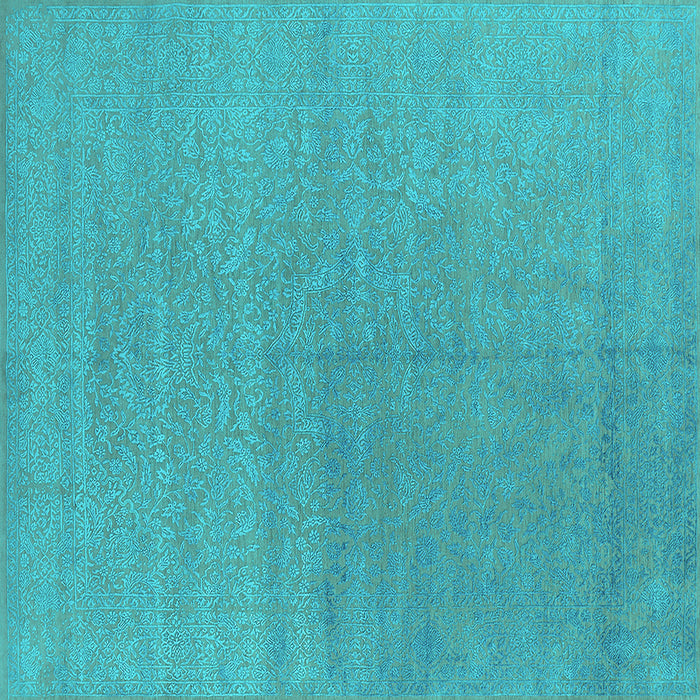 Square Oriental Turquoise Industrial Rug, urb2707turq