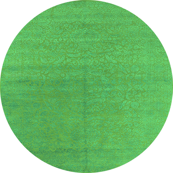 Round Oriental Green Industrial Rug, urb2707grn