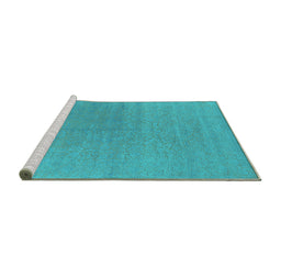 Sideview of Machine Washable Oriental Turquoise Industrial Area Rugs, wshurb2707turq