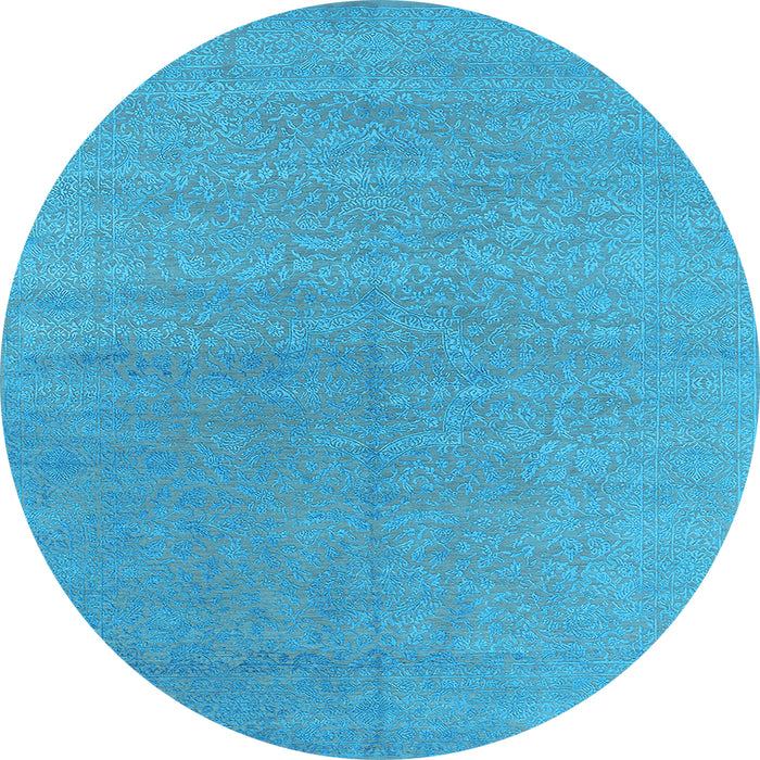 Round Oriental Light Blue Industrial Rug, urb2707lblu
