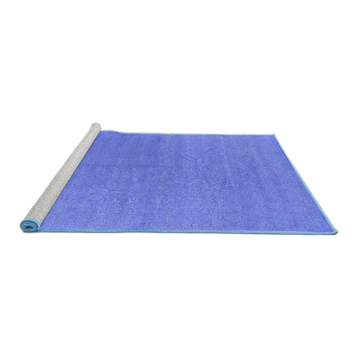Sideview of Machine Washable Oriental Blue Industrial Rug, wshurb2707blu