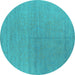 Round Oriental Turquoise Industrial Rug, urb2707turq