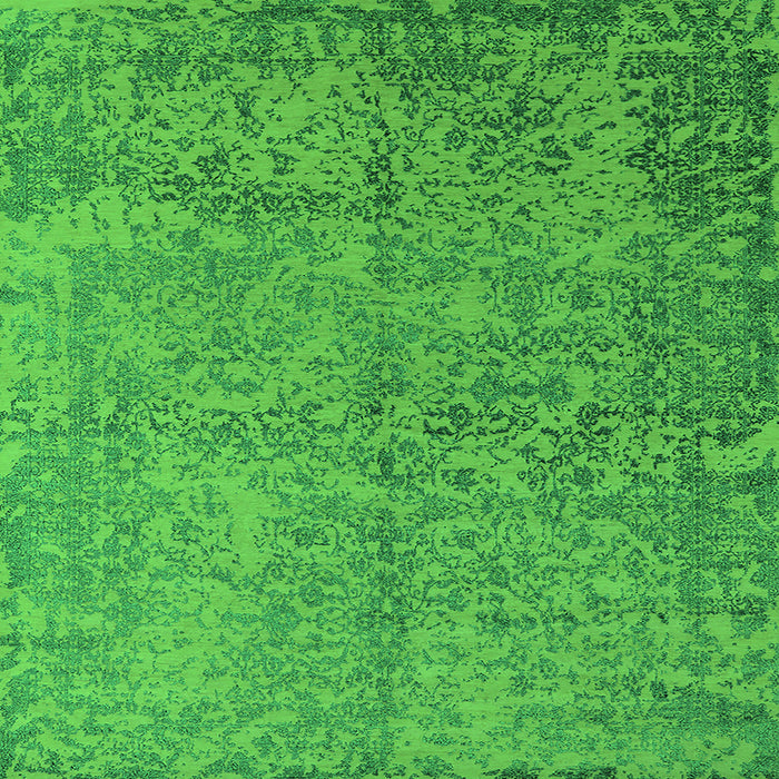 Square Machine Washable Oriental Green Industrial Area Rugs, wshurb2708grn
