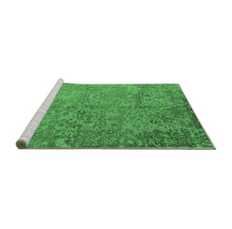 Sideview of Machine Washable Oriental Emerald Green Industrial Area Rugs, wshurb2708emgrn