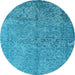 Round Oriental Light Blue Industrial Rug, urb2708lblu