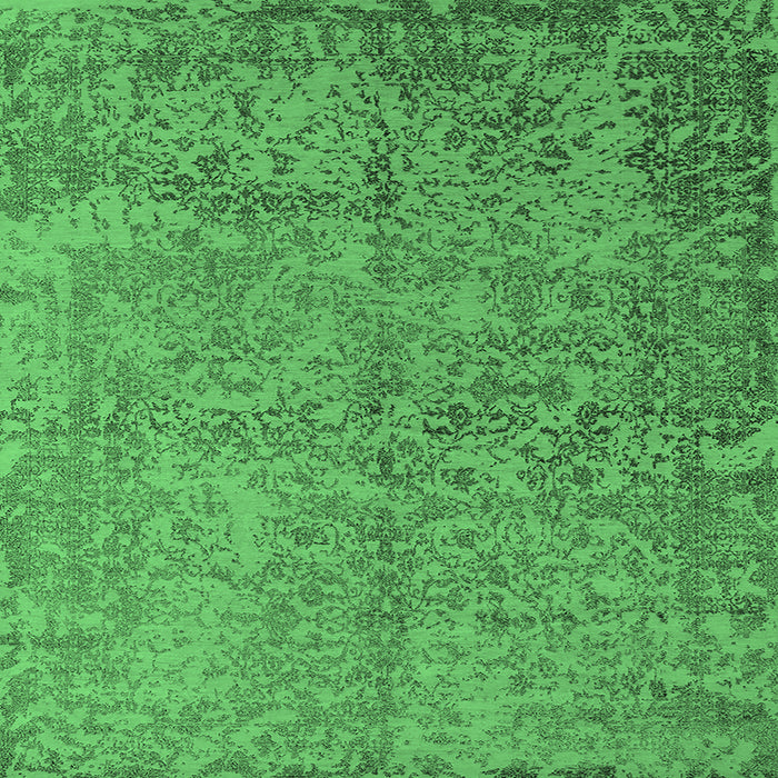 Square Machine Washable Oriental Emerald Green Industrial Area Rugs, wshurb2708emgrn
