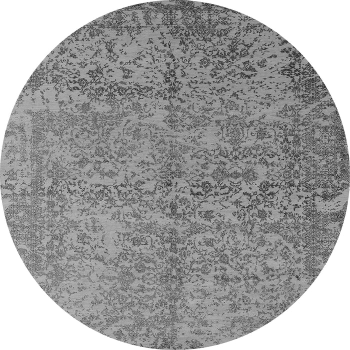 Round Machine Washable Oriental Gray Industrial Rug, wshurb2708gry