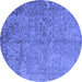 Round Oriental Blue Industrial Rug, urb2708blu