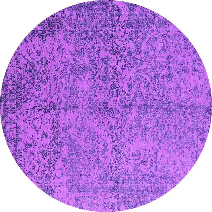 Round Machine Washable Oriental Purple Industrial Area Rugs, wshurb2708pur