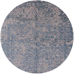 Round Mid-Century Modern Marble Blue Oriental Rug, urb2708