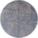 Round Mid-Century Modern Marble Blue Oriental Rug, urb2708