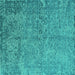 Square Machine Washable Oriental Turquoise Industrial Area Rugs, wshurb2708turq