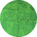 Round Oriental Green Industrial Rug, urb2708grn