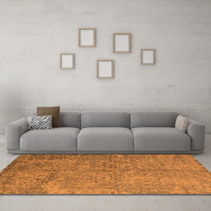 Machine Washable Oriental Orange Industrial Area Rugs in a Living Room, wshurb2708org