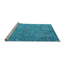 Sideview of Machine Washable Oriental Light Blue Industrial Rug, wshurb2708lblu