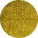 Round Oriental Yellow Industrial Rug, urb2708yw