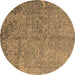 Round Oriental Brown Industrial Rug, urb2708brn