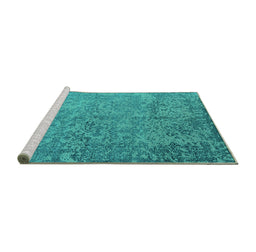 Sideview of Machine Washable Oriental Turquoise Industrial Area Rugs, wshurb2708turq
