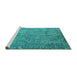 Sideview of Machine Washable Oriental Turquoise Industrial Area Rugs, wshurb2708turq