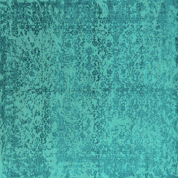Square Oriental Turquoise Industrial Rug, urb2708turq