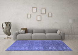 Machine Washable Oriental Blue Industrial Rug in a Living Room, wshurb2709blu