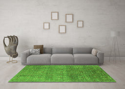Machine Washable Oriental Green Industrial Area Rugs in a Living Room,, wshurb2709grn