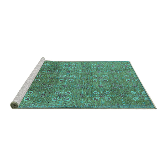 Sideview of Machine Washable Oriental Turquoise Industrial Area Rugs, wshurb2709turq