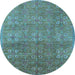 Round Oriental Light Blue Industrial Rug, urb2709lblu